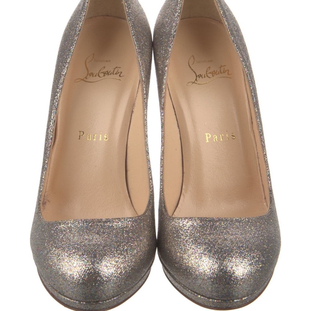 Christian Louboutin Metallic Silver& Purple Glitter Heels